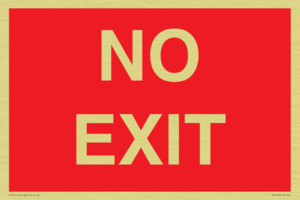 NO EXIT red background